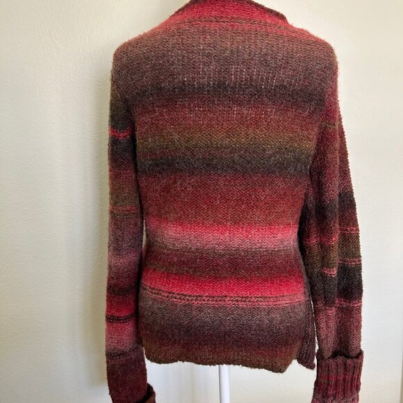 Royal Robbins Sweater Wrap Cardigan Womens M Red Multi Open Front Knit Boho - Picture 2 of 9